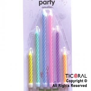 VELA CASTILLO MULTICOLOR PASTEL x 6 UNIDADES